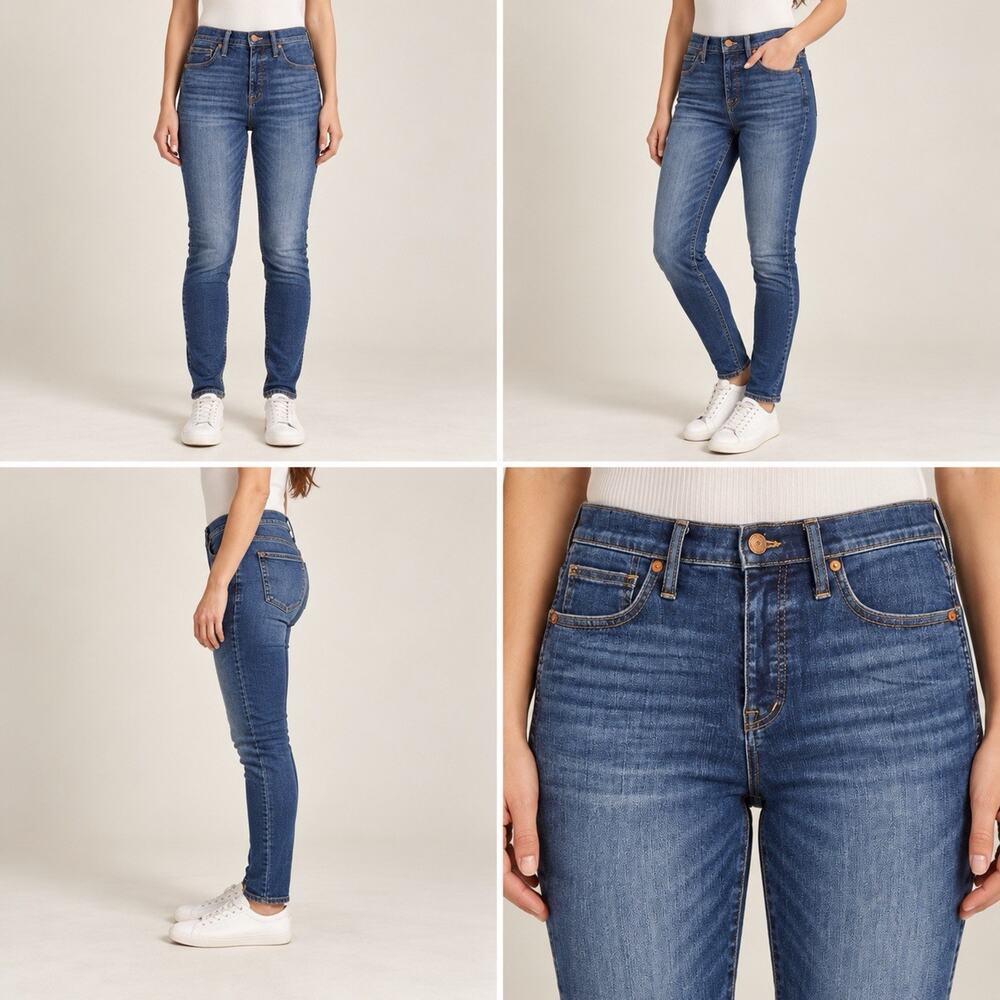 Madewell 10 Inch High Rise Skinny Jeans Womens 29T Tall Blue Denim Dark Wash